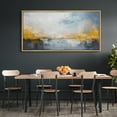 thumbnail image 2 of IDEA4WALL Extra Large Framed Canvas Print Wall Art Abstract Lakeside Gold and Blue Watercolor Fine Art Antique Wall Decorative Horizon Nature Wilderness Artwork Relax/Calm for Rooms - 60"x30", 2 of 5