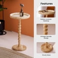 thumbnail image 3 of Mesa auxiliar redonda de ratán HuiDao para espacios pequeños con patas de madera, 3 of 9