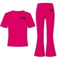 thumbnail image 2 of Fnooota Girls Summer Outfit Sets, Graphic Casual Short Sleeve Kids' Clothing Sets Girls' 2 Piece Sets Hot Pink Size 14, 2 of 6