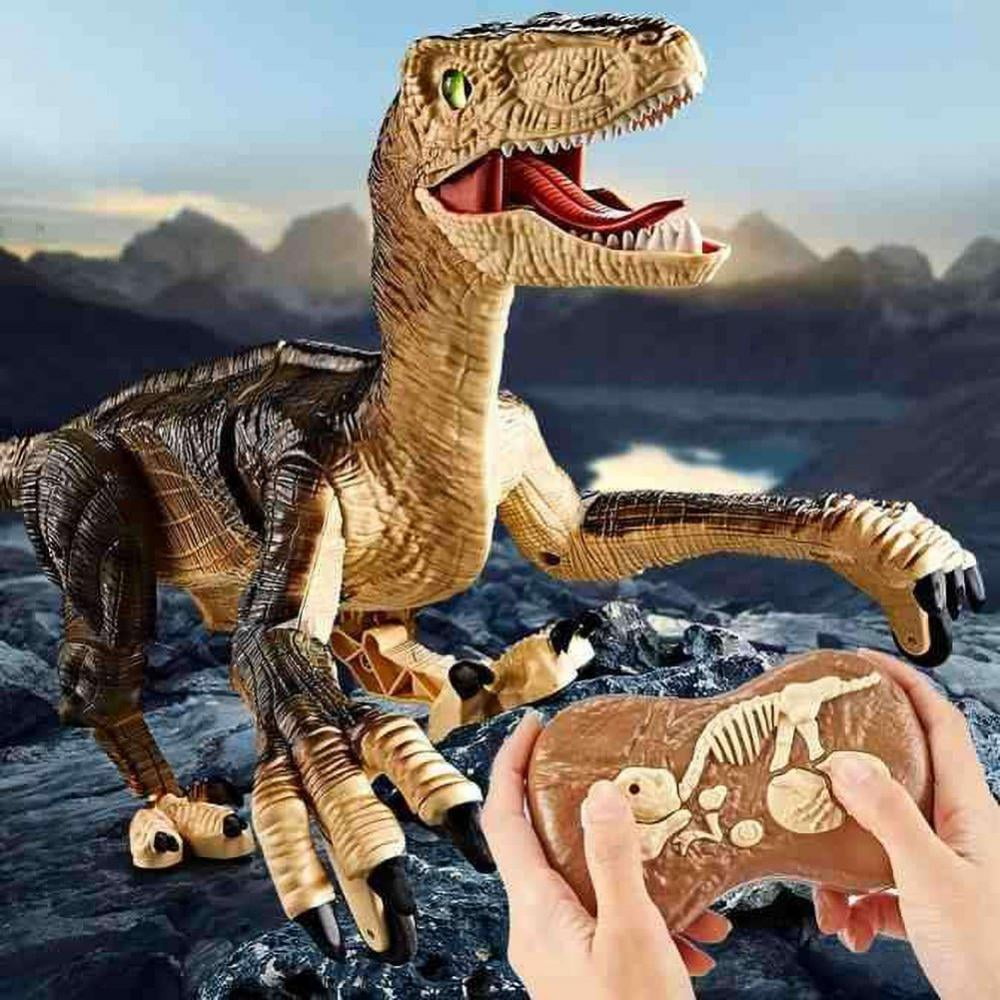 Remote Control Dinosaur Toys for Kids 3-12 2.4G Electronic RC Toys Educational Walking Tyrannosaurus Rechargeable Dinosaur Robot with Light and Sound+16 PCS Assorted Dinosaurs Learning Memory Cards 