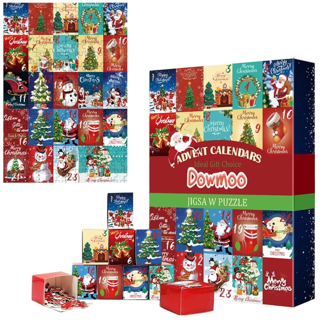 Christmas Advent Calendar Jigsawes Puzzle(1000pcs) Christmas Advent Calendar Puzzle Toy Puzzle Creative Toy Christmas Surprise Calendar Puzzle Gift Box