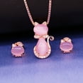 thumbnail image 5 of Uloveido Women's Cute Cat Necklace and Stud Earrings Pink Cat Ring Animal Jewelry Set Birthday Gifts for Daughter(size 10), 5 of 7