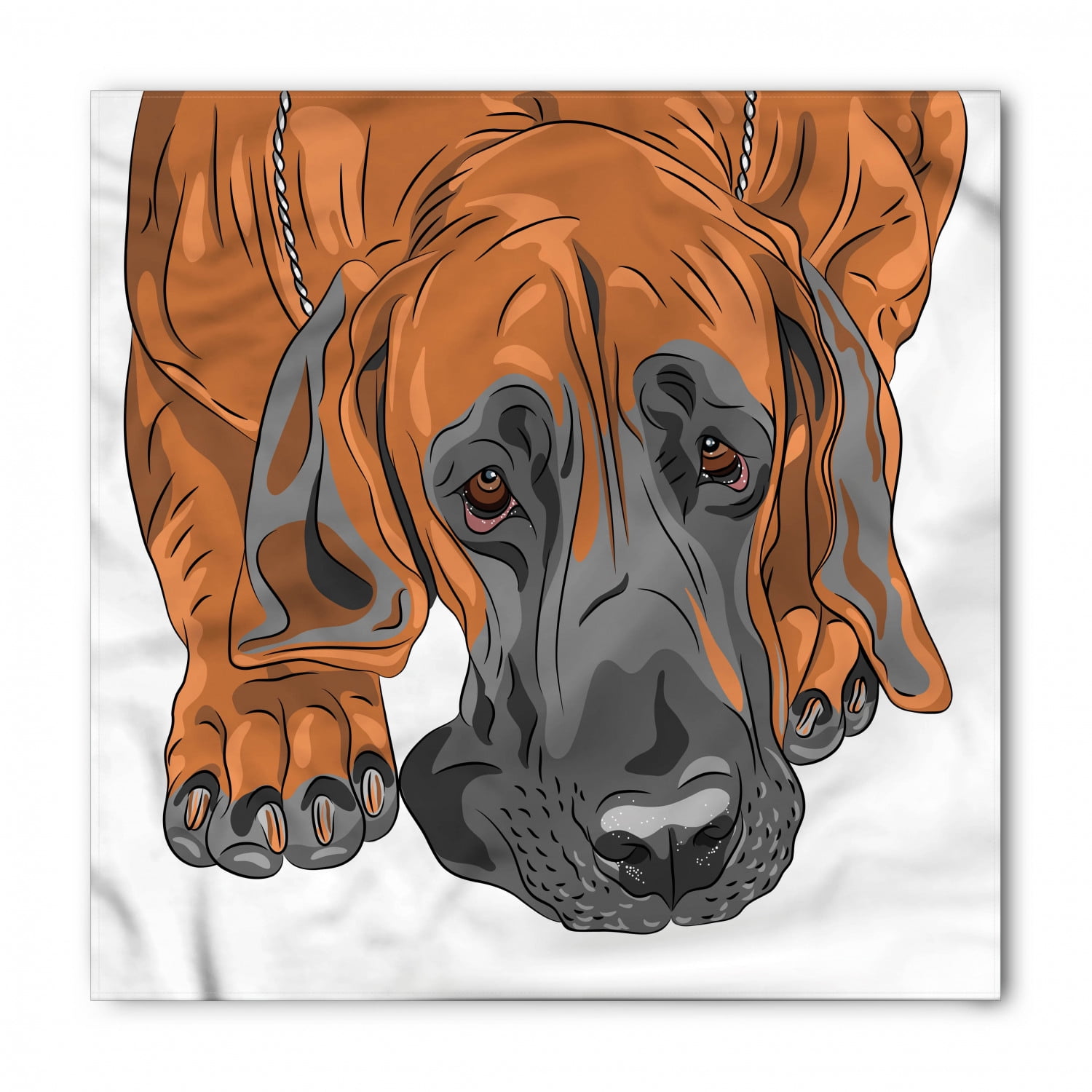 Dog Lover Bandana, Sad Looking Dog Cartoon, Unisex Head and Neck Tie