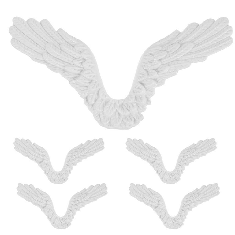 36Pcs Plastic Angel Wings for Crafts,Mini 3D White Angel Wing Ornament  Patches, for Party Decor DIY Craft & Wedding Prop