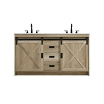 Elegant Kitchen and Bath Austin 60 Inch Double Bathroom Vanity In Natural Oak