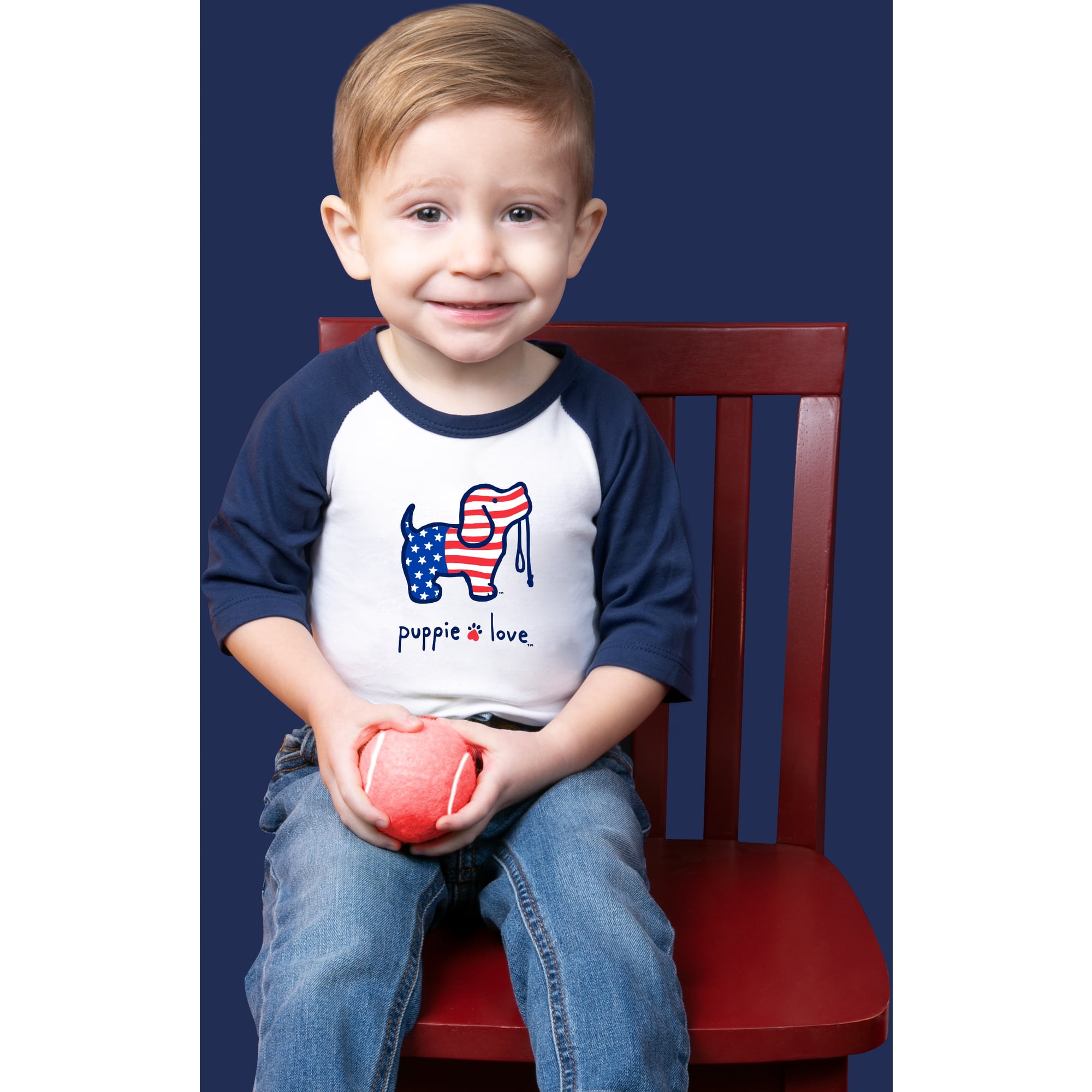USA - 6-12 Months 3/4 Length Navy Sleeve Onesie