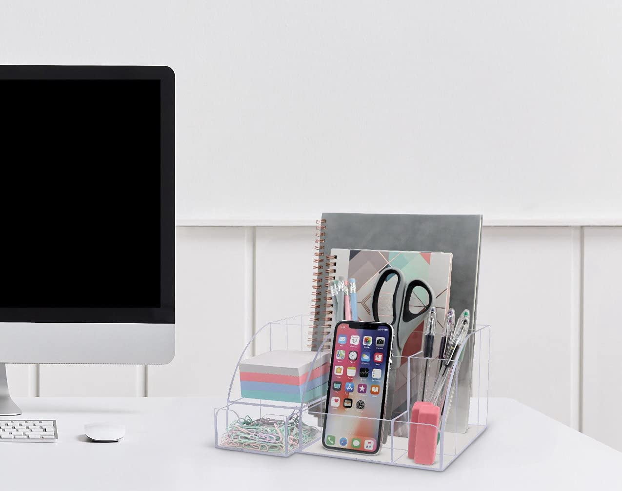 Clear Desk Oganizer  9 Compartments Office Supplies And Accessories Organizer Home Decor Desktop (clear)