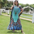 thumbnail image 3 of Women Beach Long Robe Batwing Sleeve Crewneck Turkish Kaftan Boho Vintage Abstract Leopard Print Swimsuit Cover Up Oversized Loose Maxi Dress, 3 of 13
