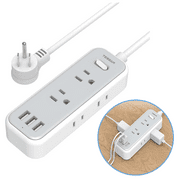 3-Sided Power Strip with 3 USB 6 Outlet 6 FT Long Cord for Cruise Ship Travel