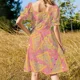 thumbnail image 5 of Vestido de noche de manga corta con cuello halter y estampado floral para mujer., 5 of 7