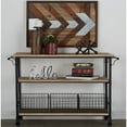 thumbnail image 3 of DecMode Industrial Brown 3 Tier Wooden Rolling Cart with 3 Baskets, 48"W x 32"H, 3 of 12