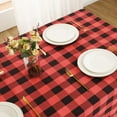 thumbnail image 3 of Christmas Gingham Checkered Rectangle Tablecloth - Buffalo Plaid Farmhouse Table Cloth Waterproof Stain Resistant Table Cover for Kitchen/Party/Holiday - Black and Red, 60 x 84 Inch, 3 of 6