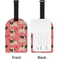 thumbnail image 5 of GZHJMY Cute Pug Dog Love Heart Dark Pink Luggage Tags 1 Piece, PU Leather Travel ID Label with Privacy Name Card Cover for Travel Bag Suitcase Decoration, 5 of 6
