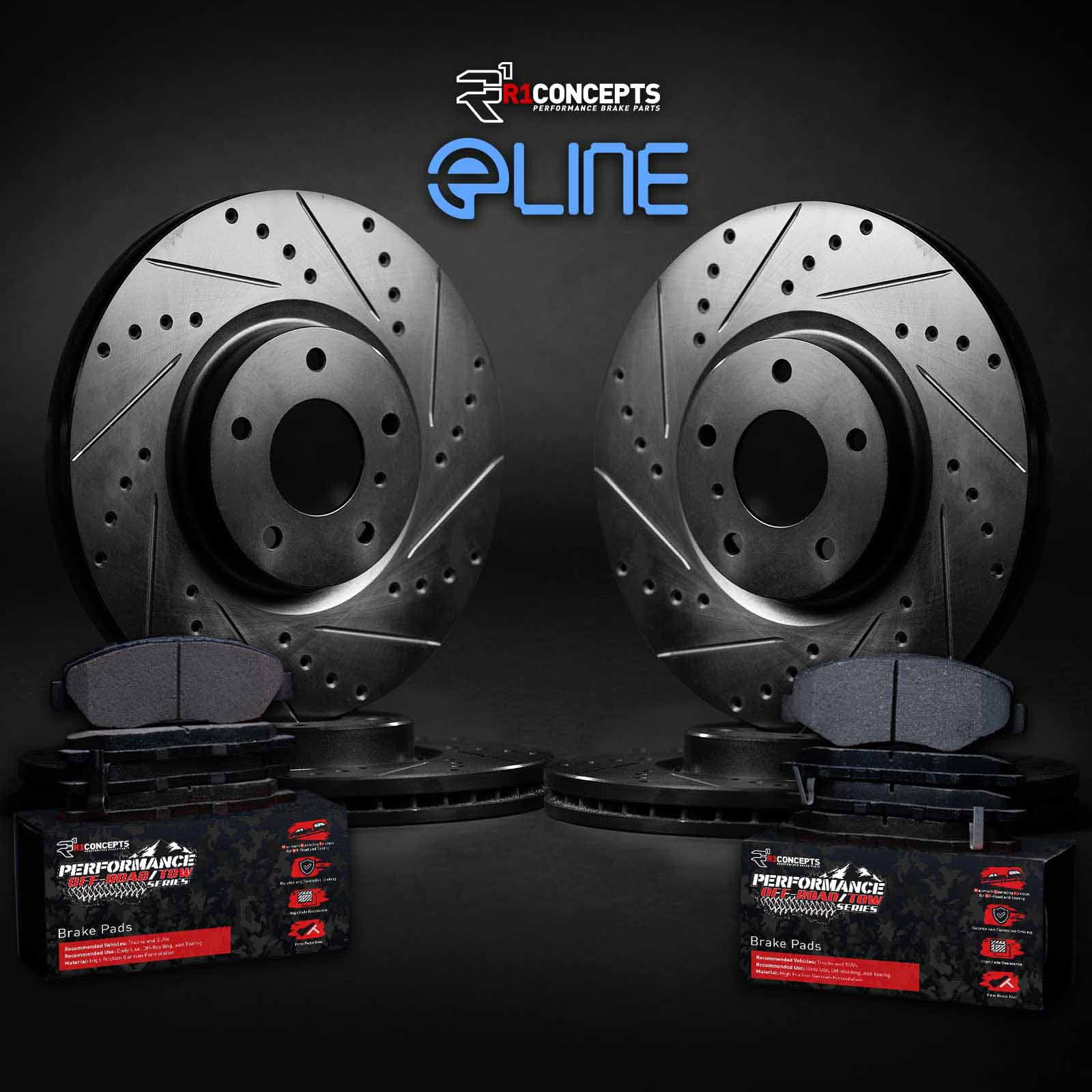 R1 Concepts Front Rear Brakes and Rotors Kit |Front Rear Brake Pads| Brake Rotors and Pads| Performance Off-Road Brake Pads and Rotors WHVN2-40006