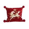 thumbnail image 2 of Cojín festivo rojo del Año del Caballo, ideal como cojín de sofá en la sala de estar o como cojín decorativo para la cama del dormitorio. Funda de almohada corta de felpa., 2 of 6