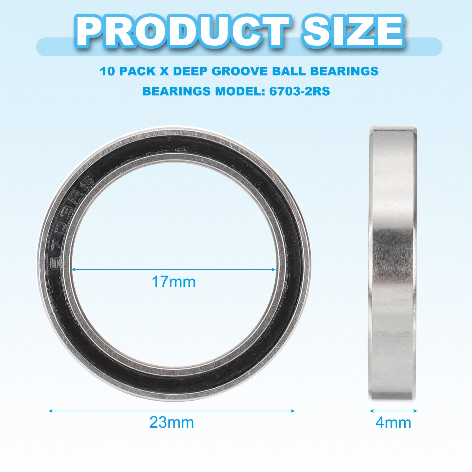 Uxcell 5-Pack MR106-2RS Mini Ball Bearings - 6x10x3mm Double Rubber Sealed, Chrome Steel, ABEC 3 For Motors & Appliances