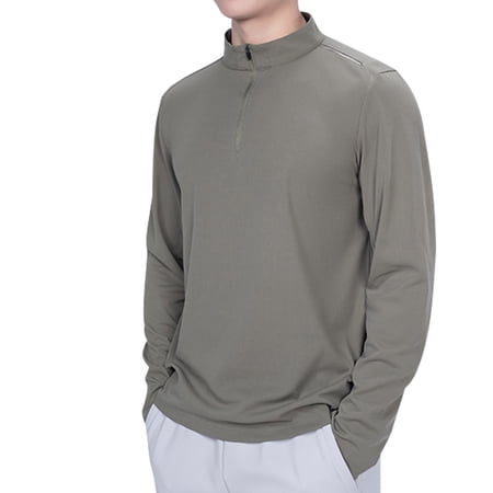 ZCFZJW Men s Lightweight Active Quarter Zip Long Sleeve Athletic Performance Pullover (Available in Big & Tall) Trendy Basic Workout Sweatshirt Tops Green XXXL