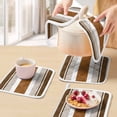 thumbnail image 5 of Modern Brown Pot Holders for Kitchen Heatproof Potholder, 4 Pack Boho Contemporary Geometric Striped Hot Pads Multipurpose Oven Pads Cloth Potholders Trivet for Cooking and Baking, 5 of 8