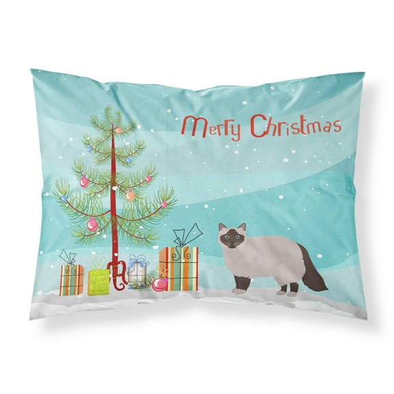 Birman Cat Merry Christmas Fabric Standard Pillowcase