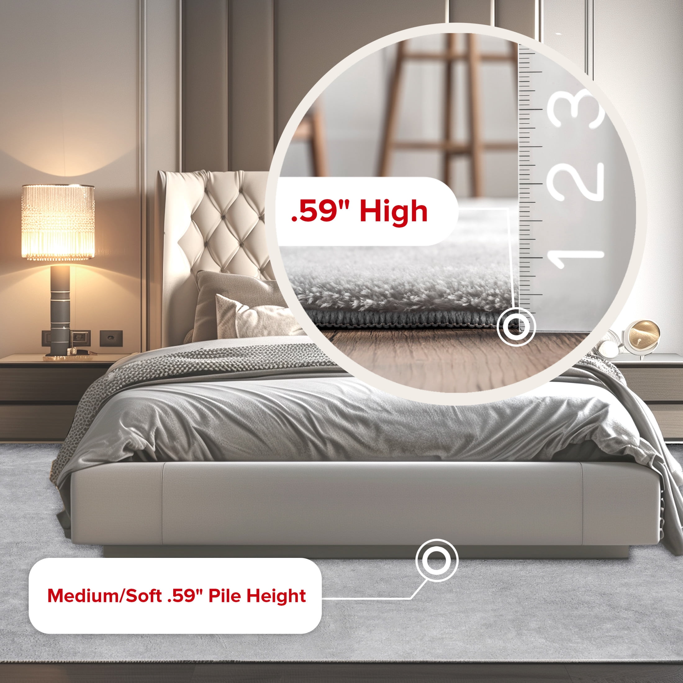 nuLOOM Loni SuperiorWash Solid Machine Washable Shag Area Rug, 8' x 10', Loni Light Grey