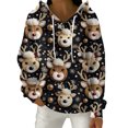 thumbnail image 2 of Women's Fashion Casual Christmas Print Pullover Long-Sleeve Hooded Sweatshirt, Festive Fall Winter Wear with Soft Fabric and Holiday Theme for Cozy Comfort,Black,L, 2 of 5