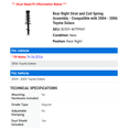 thumbnail image 2 of Rear Right Strut and Coil Spring Assembly - Compatible with 2004 - 2006 Toyota Solara 2005, 2 of 2
