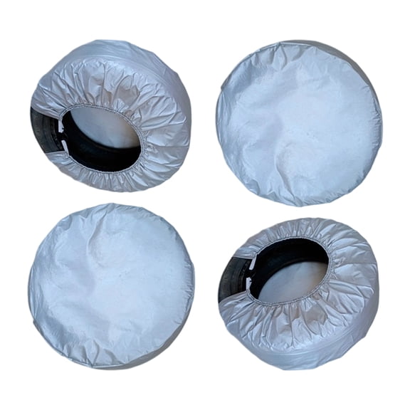 4 Pack Silver Tire Covers For 21 to 32 Inch Wheels Heavy Duty UV Protective Waterproof Truck SUV Motorhomes Accessories