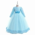 thumbnail image 2 of YOUYEDIAN Princess Lace Long Sleeve Lilac Irregular Girls Pageant Dresses Kids Prom Puffy Tulle Ball Gown Girl Dress For Party Sky Blue 12-13 Years, 2 of 4