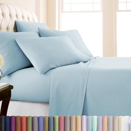 Southshore Fine Linens Bed Sheet Set 6 Piece Extra Soft Brushed Microfiber Deep Pocket Sheet Set with 4 Pillowcases Fits Mattresses up to 16 inch Split King Light Blue