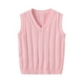 thumbnail image 2 of CCRFTGI Sweater Vest for Boys Girls 5-12Y Fashion Knit Vest Comfort Uniform Regular Fit Winter Pullover Top Pink 9-10Y, 2 of 9