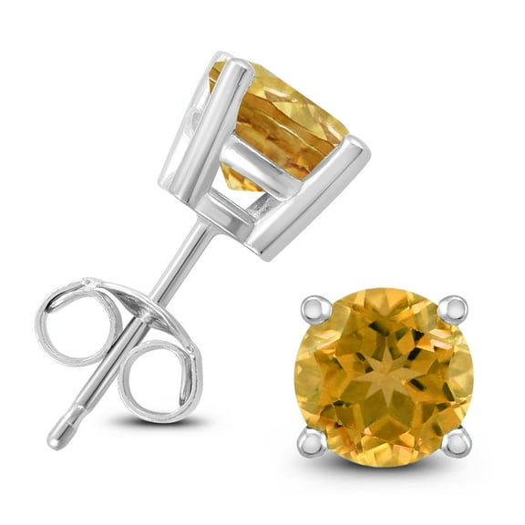 SZUL Women's 14K White Gold 6MM Round Citrine Earrings