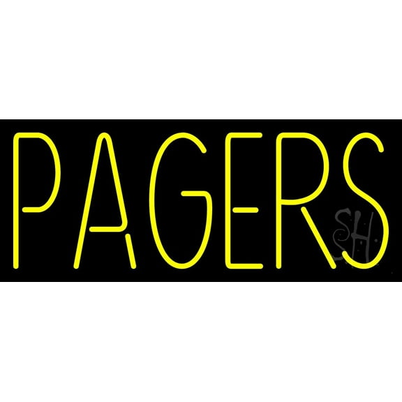 Pagers LED Neon Sign 13 x 32 - inches, Clear Edge Cut Acrylic Backing, with Dimmer - Bright and Premium built indoor LED Neon Sign for Computer & Electronics store decor.