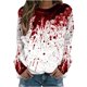 thumbnail image 1 of Sudadera informal con cuello redondo y mangas largas con estampado de Halloween para mujer, sudadera sin capucha con estampado de sangre personalizado Pompotops  FGAJ18955, 1 of 5