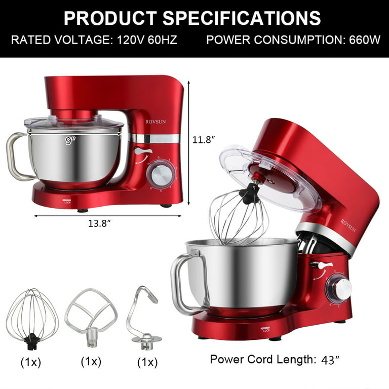 Electric Stand Mixer with Bowl, 7.4QT Kitchen Cake Mixer Chef Machine, 6  Speed Home Dough Mixer with Stainless Steel Bowl, Dough Hook, Beater &  Whisk, 660W Modern Stand Mixer for Kitchen, Black