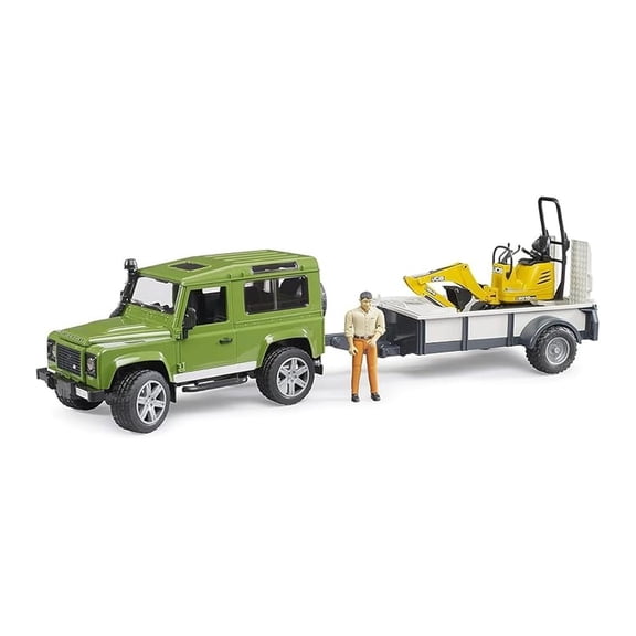 Rigid Drawbar Trailer Jcb Micro Excavator and Construction Worker