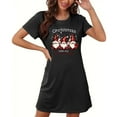 thumbnail image 2 of Fartey Christmas Nightgown for Women Funny Gnome Graphic Sleep Dress Soft Comfy Short Sleeve Crew Neck Sleepshirt Casual Daily Loungewear Black M, 2 of 6