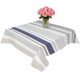 thumbnail image 2 of Gray Stripe Table Cloth Waterproof Tablecloths, Modern Abstract Art Navy Blue Striped Rustic Tablecloth Dining Table Cover for Kitchen Party Tabletop Outdoor, Square Tablecloth 60x60 Inch, 2 of 8