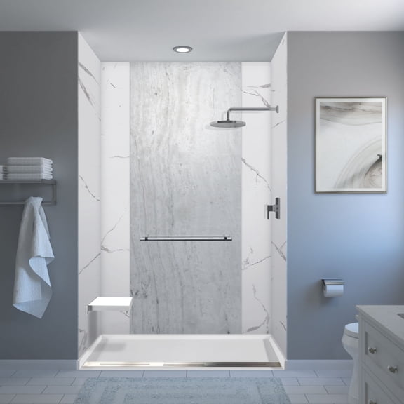 Transolid FTD6036-31 61.5-in x 37.5-in Trench Drain Shower Base, White