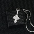 thumbnail image 2 of 2.00 Ct Baguette Round Real Moissanite Men's Cross Pendant 14K White Gold Plated, 2 of 2