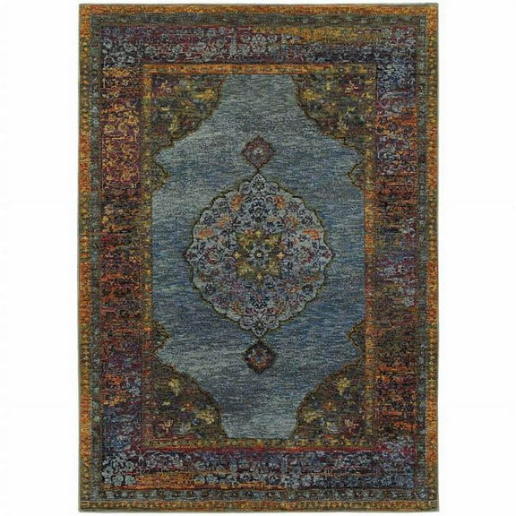 HomeRoots 510135 3 x 5 ft. Oriental Power Loom Stain Resistant Area Rug, Multi Color