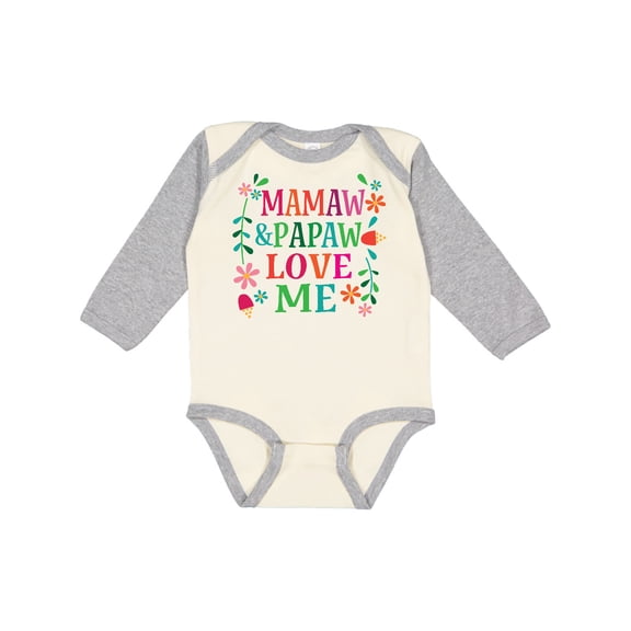 Inktastic Mamaw and Papaw Love Me Girls Long Sleeve Baby Bodysuit