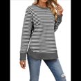 thumbnail image 1 of Sudadera de Mujer de Larga con Cuello Redondo y Rayas para Otoño. Gris XL, 1 of 9