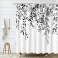 thumbnail image 2 of Black Eucalyptus Shower Curtain, Watercolor Grey Leaves on The Top Plant with Floral Bathroom Decoration Shower Curtain Sets 72x72 Inch with Hooks, 2 of 6