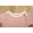 thumbnail image 3 of Yutk Toddler Kids Girls Boys Solid Ribbed Tops Tee Shorts Outfits Set Clothes Pink, 3 of 9