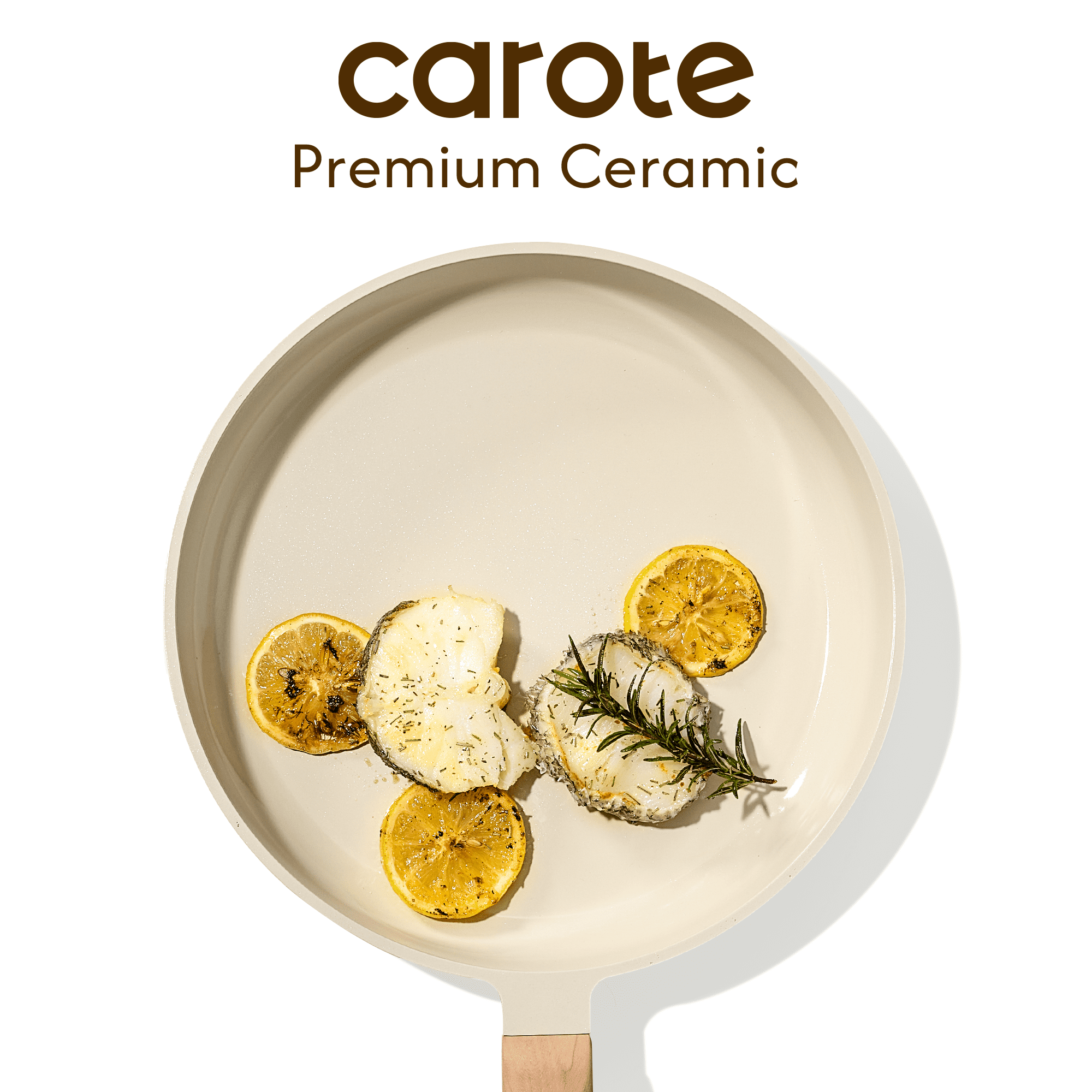 Carote 11" Ceramic Nonstick Frying Pan, Cooking Skillet with Bakelite Handle, Induction Compatible, Easy to Clean, Oatmeal