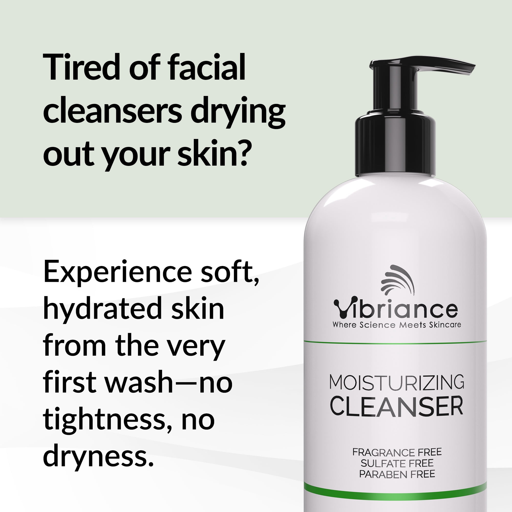 Vibriance Moisturizing Cleanser, Oil-to-Foam Face Wash with Niacinamide, Shea Butter for Mature Skin - Hydrating Gentle Facial Cleanser, Sensitive Face Wash, Sulfate-Free, 12 fl oz