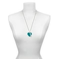 thumbnail image 3 of Delight Jewelry Acrylic 1" Teal Heart Silvertone Best Friends Forever Bar Charm Necklace, 23", 3 of 4