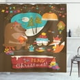 thumbnail image 1 of Tea Shower Curtain, Merry Christmas Quote with Bear Fox and Cute Rabbits Having A Tea Party Forest Noel, Fabric Bathroom Set with Hooks, 69W X 84L Inches Extra Long, Multicolor, by Ambesonne, 1 of 3