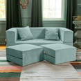 thumbnail image 3 of Jaxx Zipline Convertible Sleeper Loveseat & Ottomans, Textured Microvelvet - Dove Grey, 3 of 7