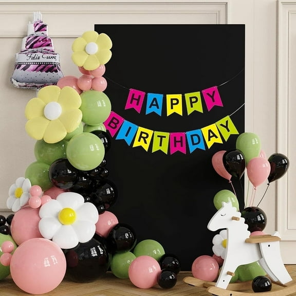 4x6.6ft Wedding Arch Cover Black Square Spandex Backdrop for Birthday